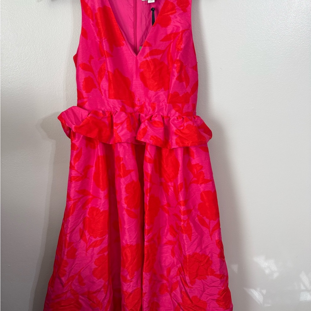 Kate Spade for Target Pink and Red Floral Peplum Midi Dress - Picture 2 of 4